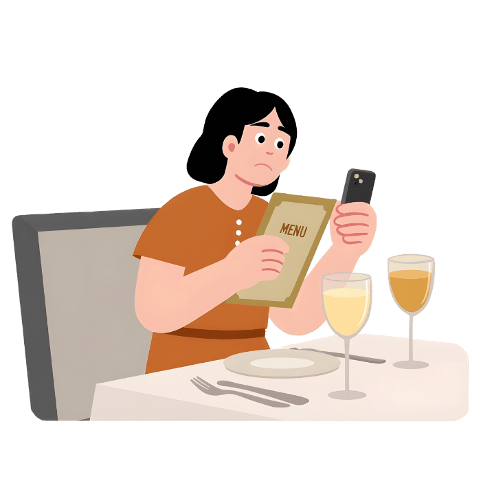 Schwierigkeit im Restaurant mit Histaminintoleranz