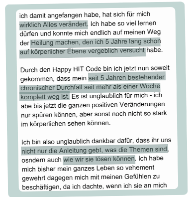 Happy HIT Code Erfahrung chronischer Durchfall weg